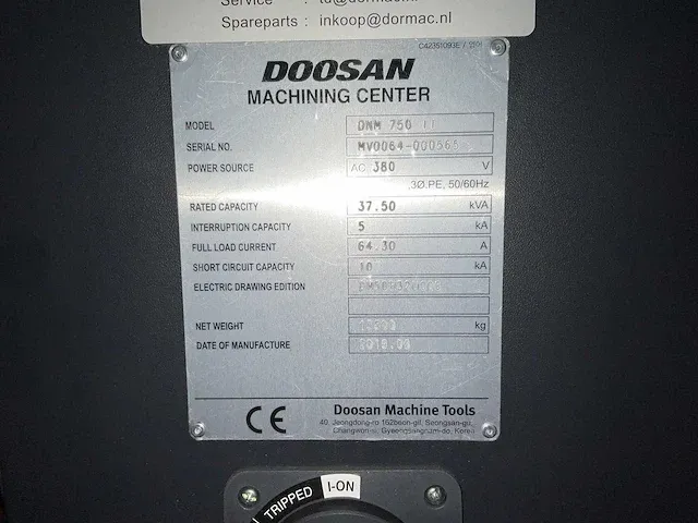 2019 doosan dnm 750-ii cnc machining center - afbeelding 19 van  31