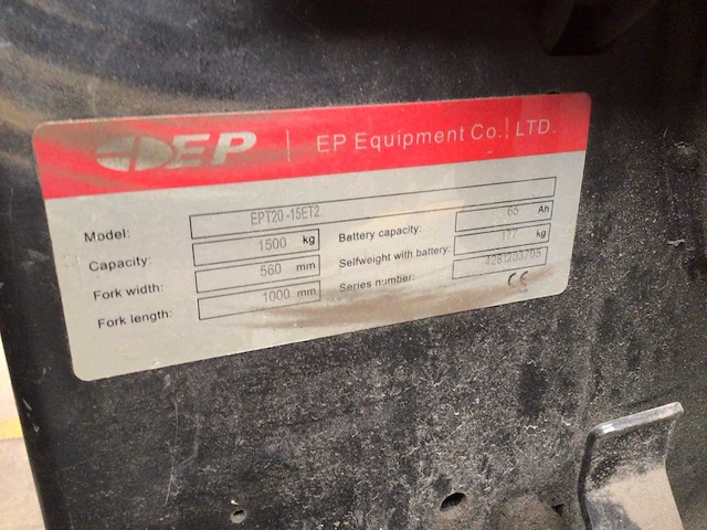 2019 ep ept20 elektrische palletwagen - afbeelding 9 van  9