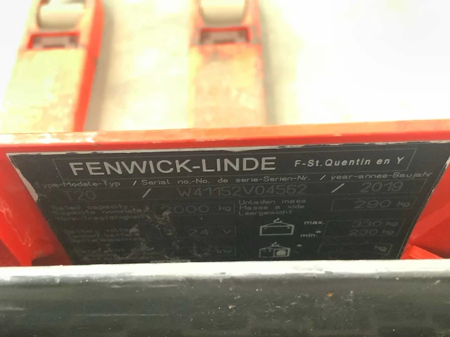 2019 fenwick-linde t20 elektrische palletwagen - afbeelding 2 van  10