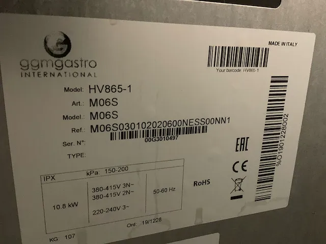 2019 ggm gastro hv865-1 combisteamer - afbeelding 8 van  8