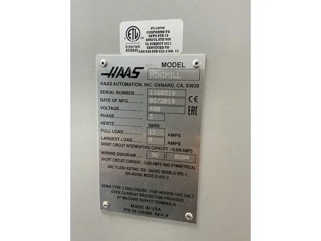 2019 haas mini mill cnc-bewerkingscentrum - afbeelding 24 van  33