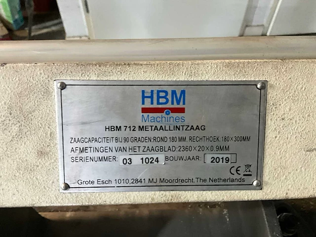 2019 hbm 712 metalen horizontale bandzaagmachine - afbeelding 10 van  11