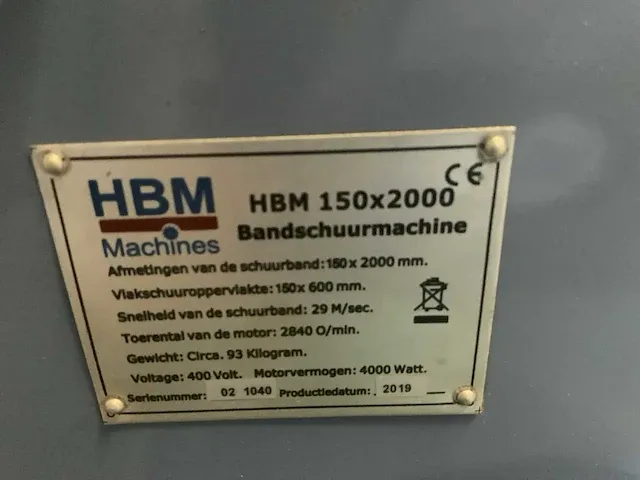 2019 hbm bandschuurmachine - afbeelding 6 van  6
