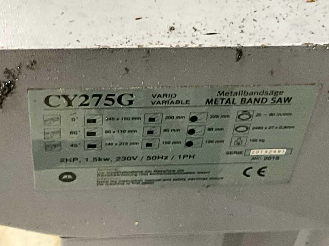 2019 hbm cy275g bandzaagmachine - afbeelding 3 van  23