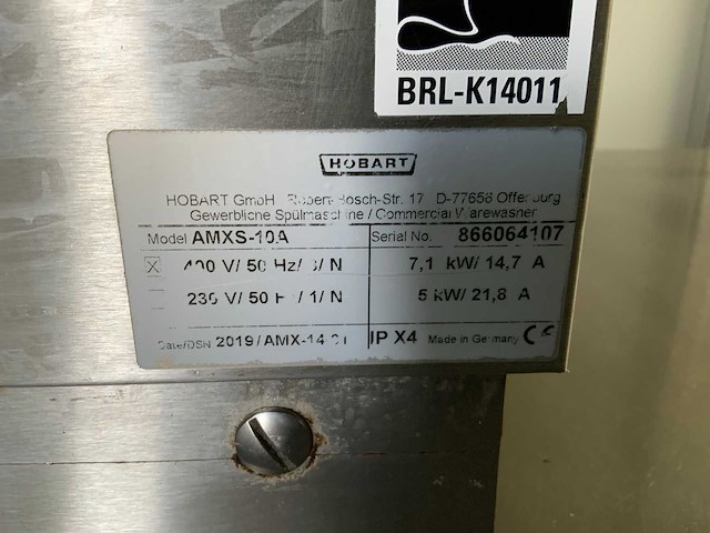 2019 hobart amxs-10a korvenvaatwasmachine - afbeelding 3 van  11