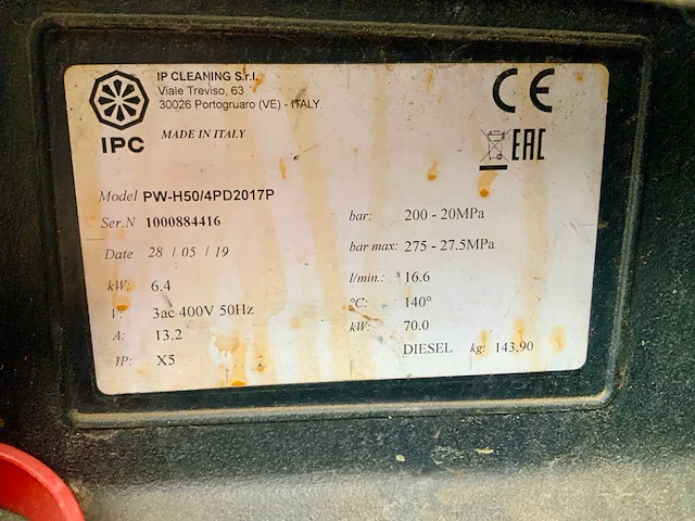 2019 ipc pw-h50/4pd2017p hogedrukreiniger - afbeelding 8 van  8