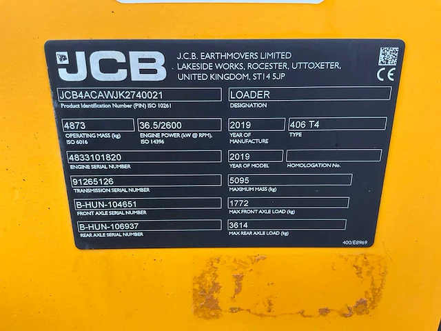 2019 jcb 406 t4 shovel - afbeelding 19 van  27