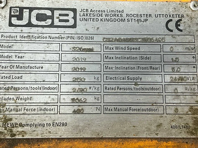 2019 jcb s2632e hoogwerker - afbeelding 8 van  16