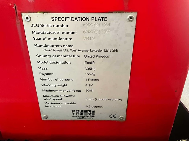 2019 jlg ecolift hoogwerker - afbeelding 3 van  11