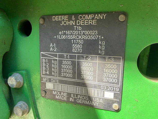2019 john deere 6155r vierwielaangedreven landbouwtractor - afbeelding 17 van  39