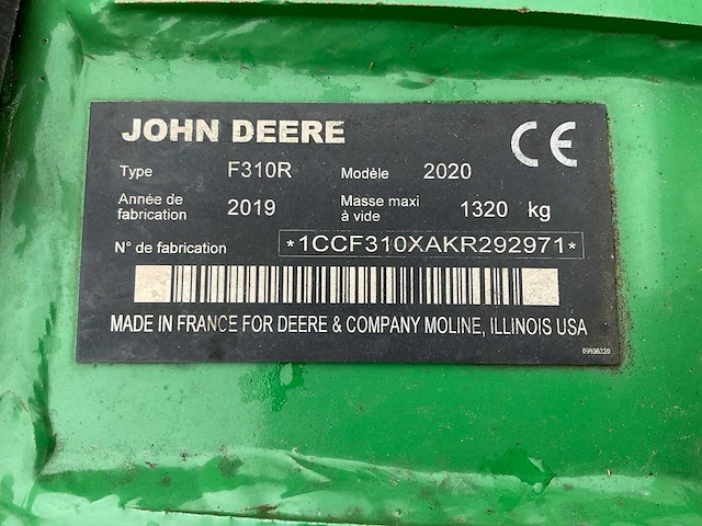 2019 john deere f310r + r870r triple maaicombinatie - afbeelding 6 van  27