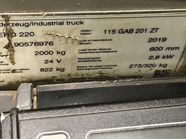 2019 jungheinrich erd 220 2000kg meerij stapelaar - afbeelding 6 van  14