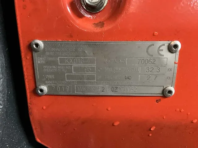 2019 kubota kx018-4 minigraafmachine - afbeelding 29 van  38