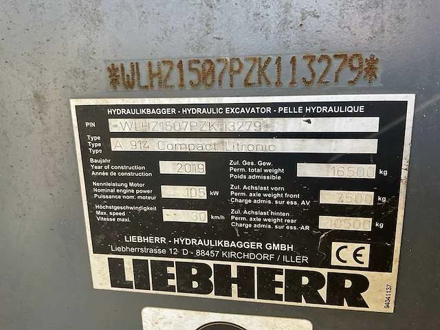 2019 liebherr a914 compact litronic banden graafmachine - afbeelding 41 van  47