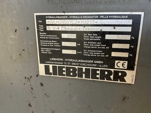 2019 liebherr a914 compact litronic banden graafmachine - afbeelding 35 van  40