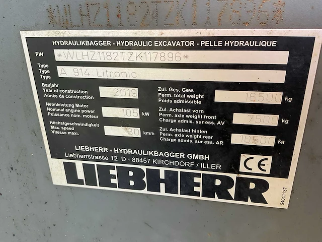 2019 liebherr a914 litronic banden graafmachine - afbeelding 37 van  42