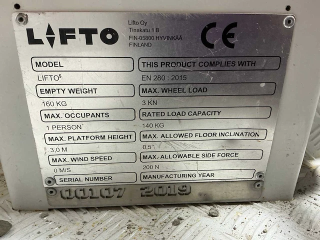 2019 lifto lifto 5 hoogwerker - afbeelding 8 van  8