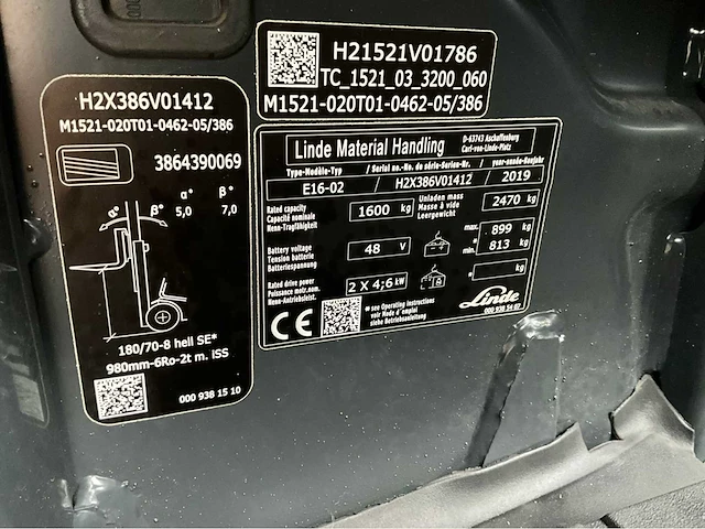 2019 linde e16-02 4631 uur vorkheftruck - afbeelding 13 van  20
