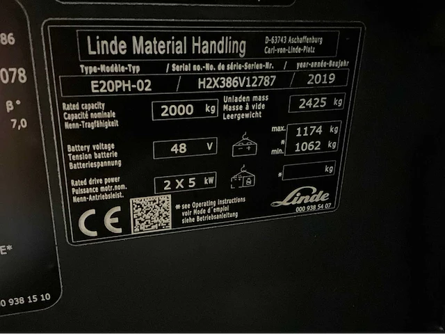 2019 linde e20ph-02 2000kg vorkversteller vorkheftruck - afbeelding 15 van  22