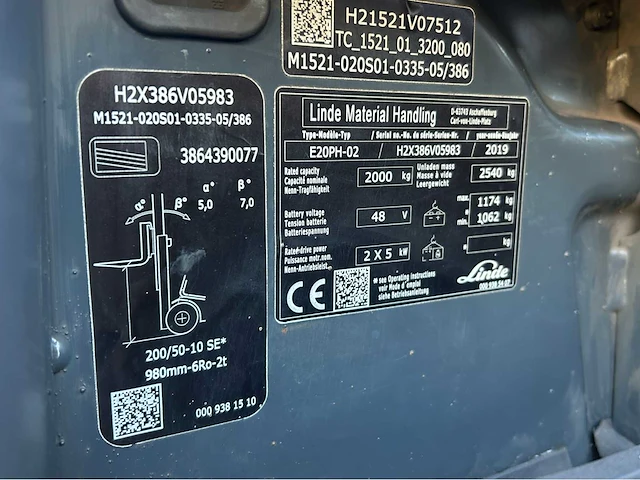 2019 linde e20ph-03 vorkheftruck - afbeelding 8 van  17
