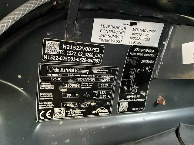 2019 linde e25-01 vorkheftruck - afbeelding 20 van  28