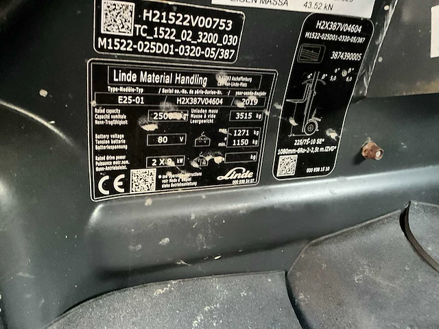 2019 linde e25-01 vorkheftruck - afbeelding 21 van  28