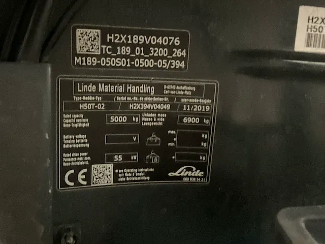 2019 linde h50t-02 vorkheftruck - afbeelding 15 van  22