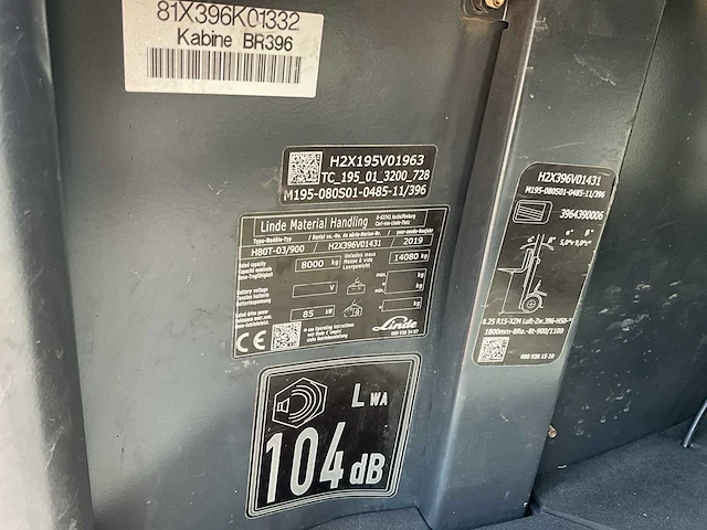 2019 linde h80-03/900 vorkheftruck - afbeelding 36 van  41