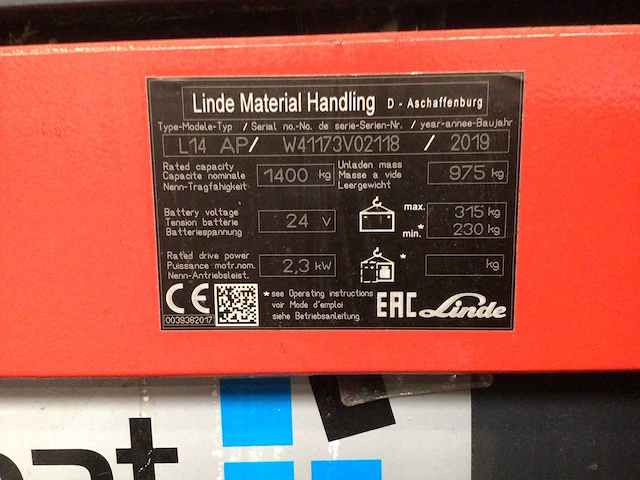2019 linde l14ap stapelaar - afbeelding 10 van  10