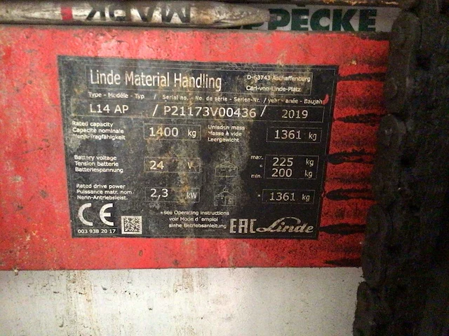 2019 linde l14ap stapelaar - afbeelding 2 van  12