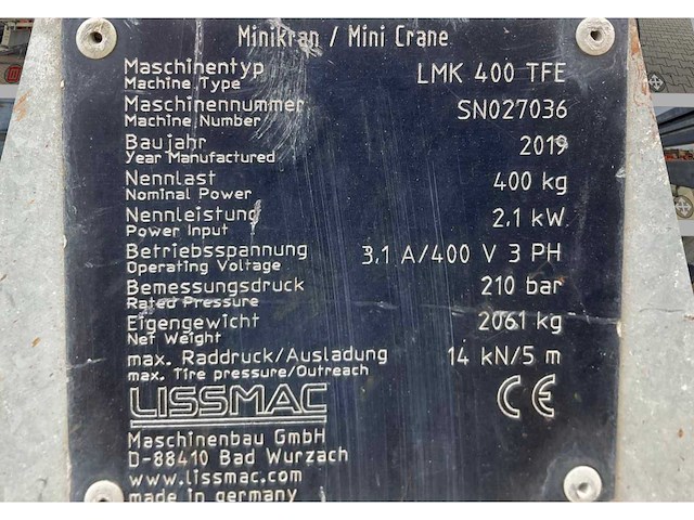 2019 lissmac lmk400 tfe lijmkraan - afbeelding 13 van  20