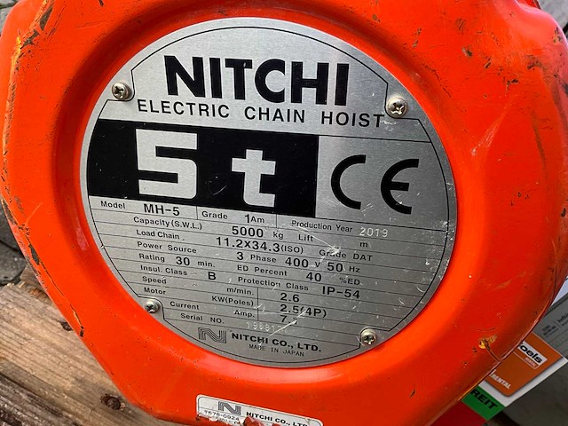 2019 nitchi mh-5 elektrische kettingtakel - afbeelding 5 van  13
