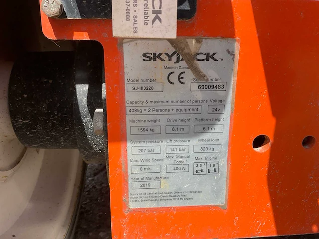 2019 skyjack sj-iii3220 hoogwerker - afbeelding 13 van  20