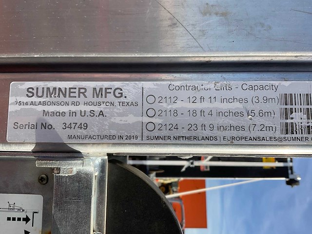2019 sumner manufacturing 2118 materiaallift / kanaallift - afbeelding 2 van  10