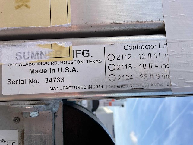 2019 sumner manufacturing 2118 materiaallift / kanaallift - afbeelding 2 van  10