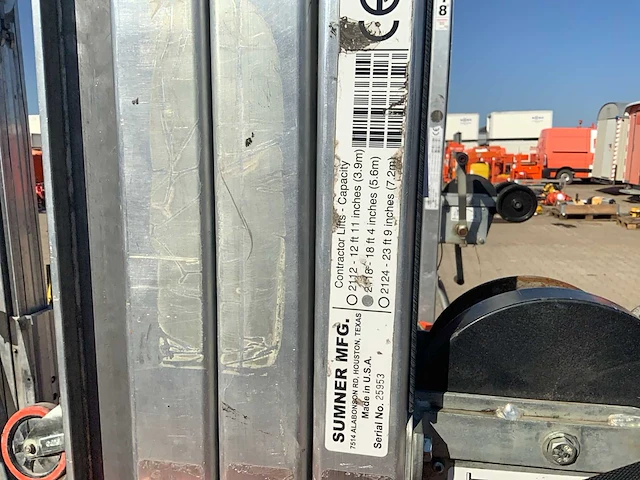 2019 sumner manufacturing 2118 materiaallift / kanaallift - afbeelding 8 van  8