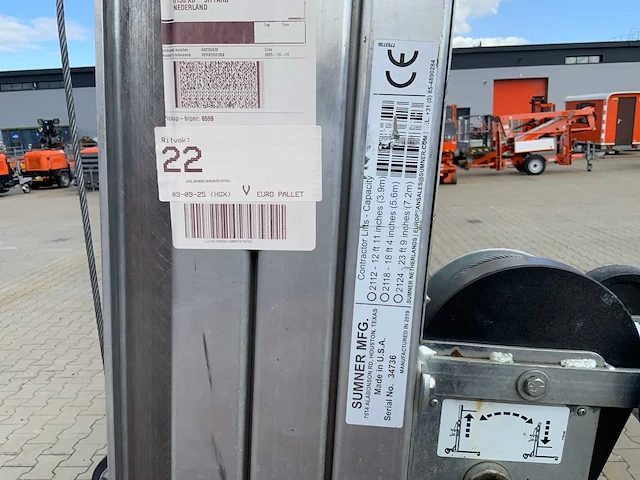2019 sumner manufacturing 2118 materiaallift / kanaallift - afbeelding 5 van  5