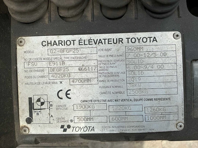2019 toyota 02-8fgf-25 vorkheftruck - afbeelding 15 van  22