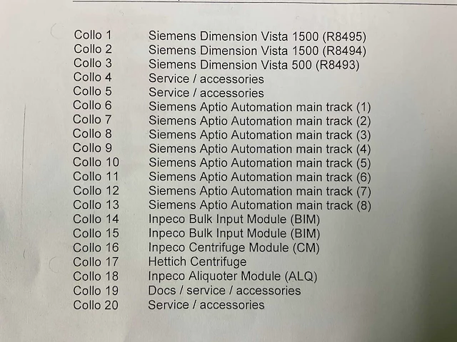 2019 track system siemens dimension vista 500/1500/1500 chemie analyseer machine met voor-analyselijn - afbeelding 94 van  98