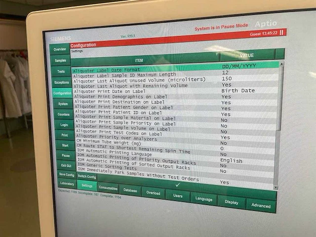 2019 track system siemens dimension vista 500/1500/1500 chemie analyseer machine met voor-analyselijn - afbeelding 98 van  98