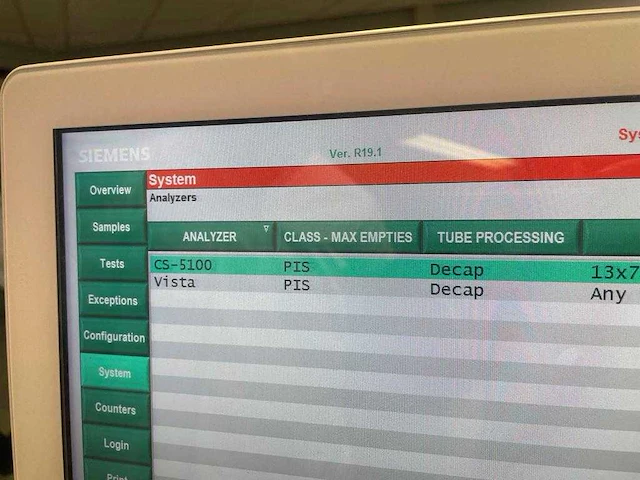 2019 track system siemens dimension vista 500/1500/1500 chemie analyseer machine met voor-analyselijn - afbeelding 96 van  98