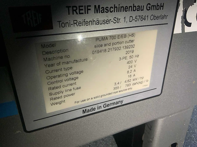 2019 treif puma 700e/eb(hs) portion cutter - afbeelding 14 van  15