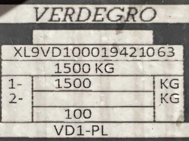 2019 verdegro vd1-pl pijl aanhangwagen - afbeelding 22 van  22