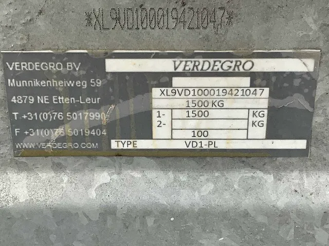 2019 verdegro vd1-pl solar pijl aanhangwagen - afbeelding 11 van  20