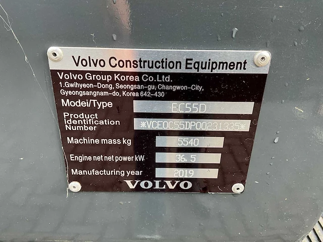 2019 volvo ec55d midigraafmachine - afbeelding 22 van  30