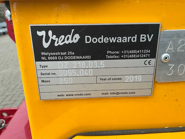 2019 vredo dz 218.03.5 doorzaaimachine - afbeelding 8 van  16