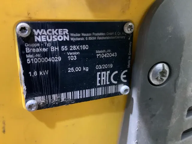 2019 wacker neuson bh55 benzine breekhamer - afbeelding 3 van  3