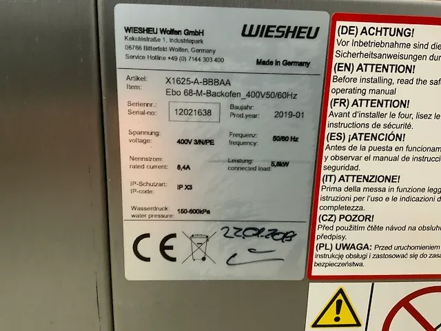 2019 wiesheu - bakkerijoven/dekoven combinatie - afbeelding 2 van  11