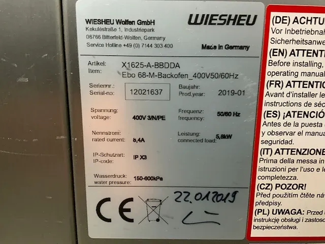 2019 wiesheu - bakkerijoven/dekoven combinatie - afbeelding 11 van  11