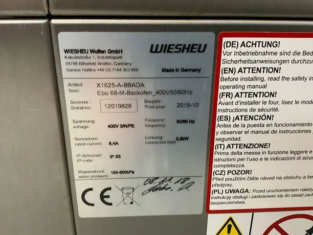 2019 wiesheu euromat 64l bakkerijoven combinatie - afbeelding 11 van  11